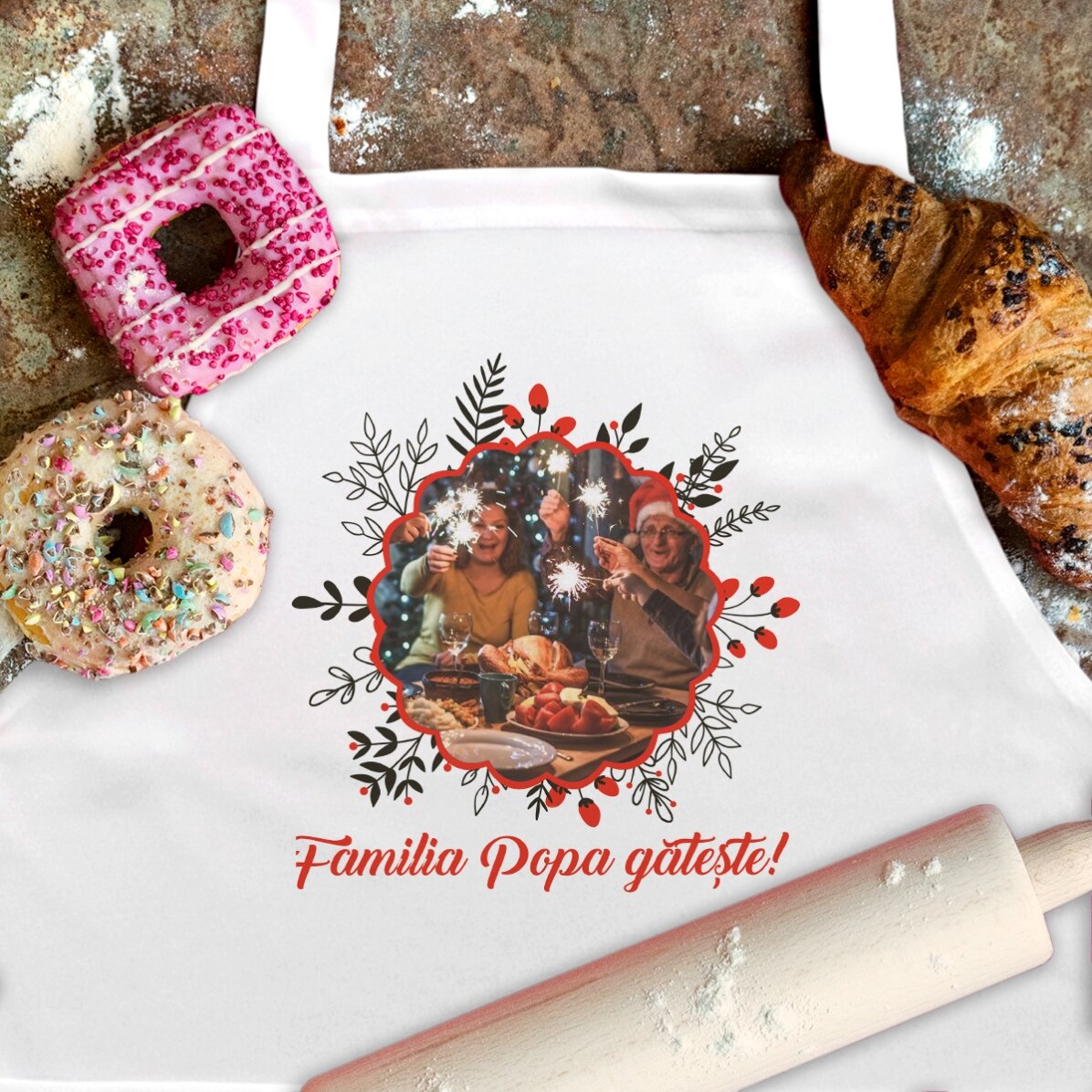 Individuell gestaltete Weihnachtskarte mit Foto und Text