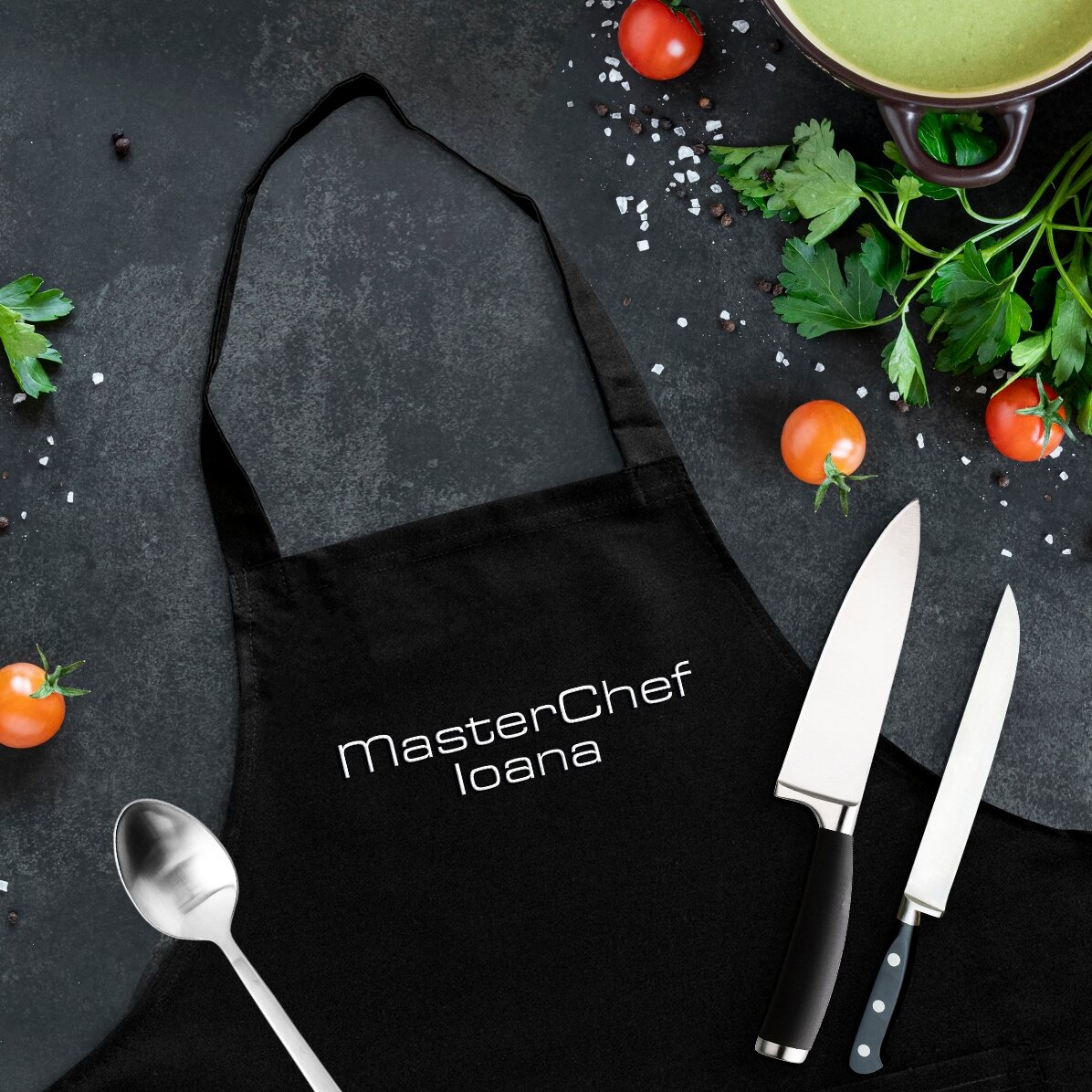 Individuell gestaltete Schürze mit Text – Premium MasterChef