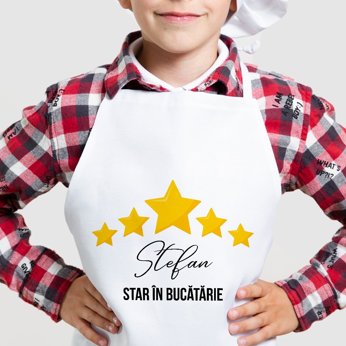 Individuell gestaltete Kinder-Schürze mit Aufdruck – Star in der Küche