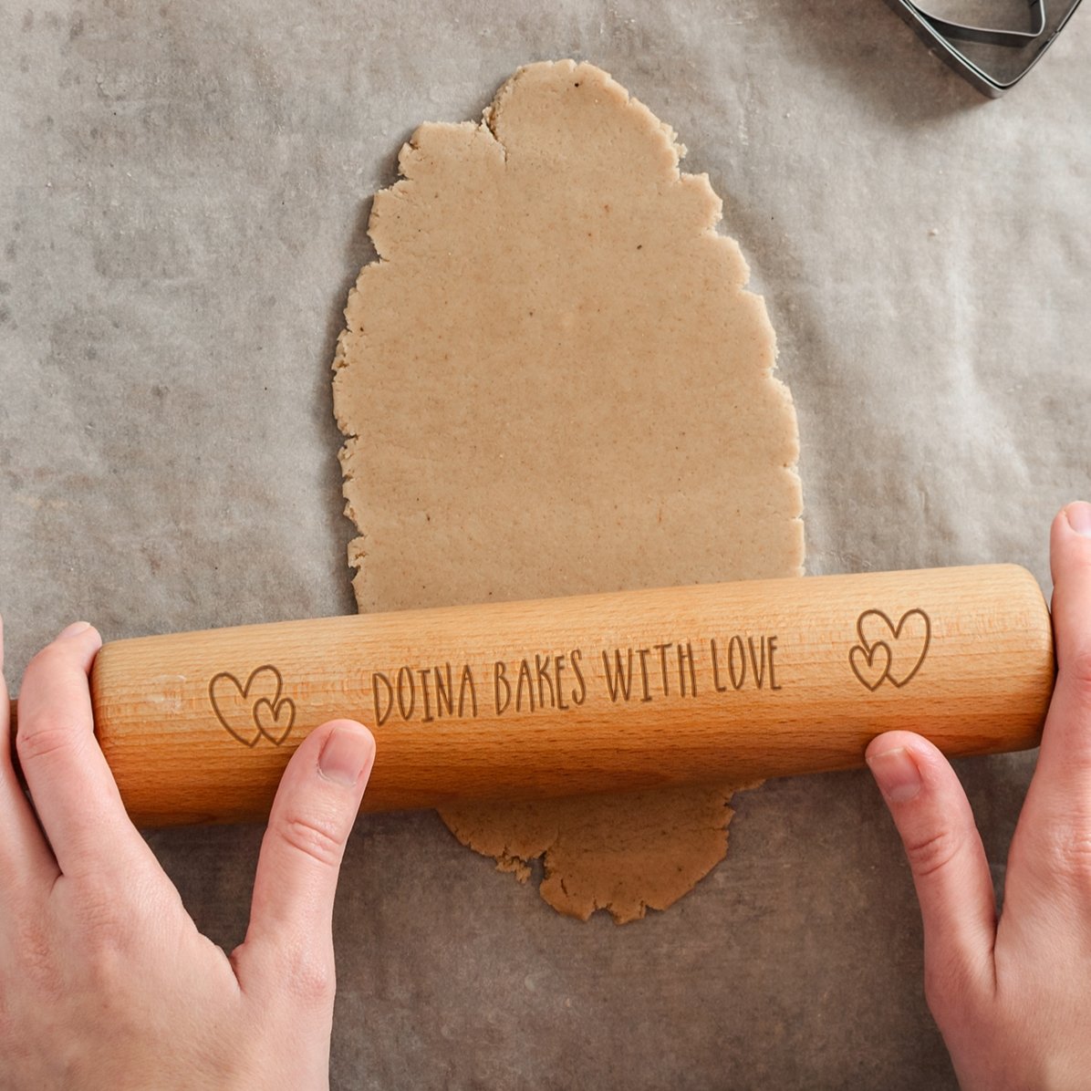 Personalised wooden rolling pin - Bake with love