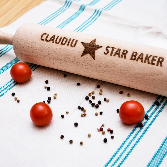 Individuell gestalteter Holz-Teigroller – Star Baker