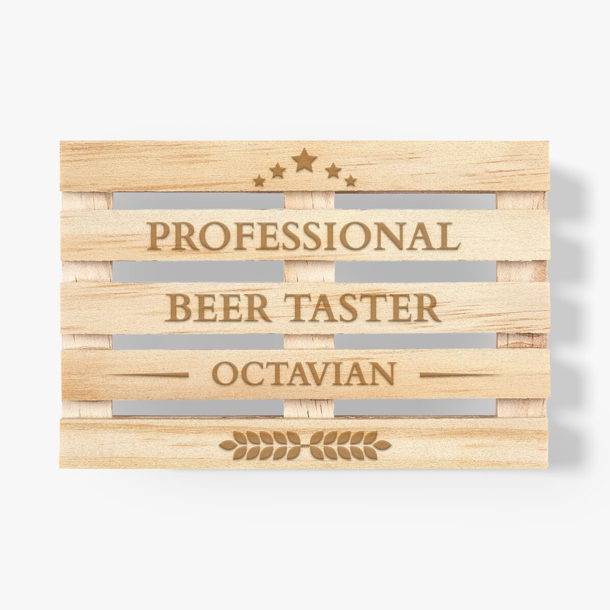 Personalised pallet-shaped coaster with text - Beer taster