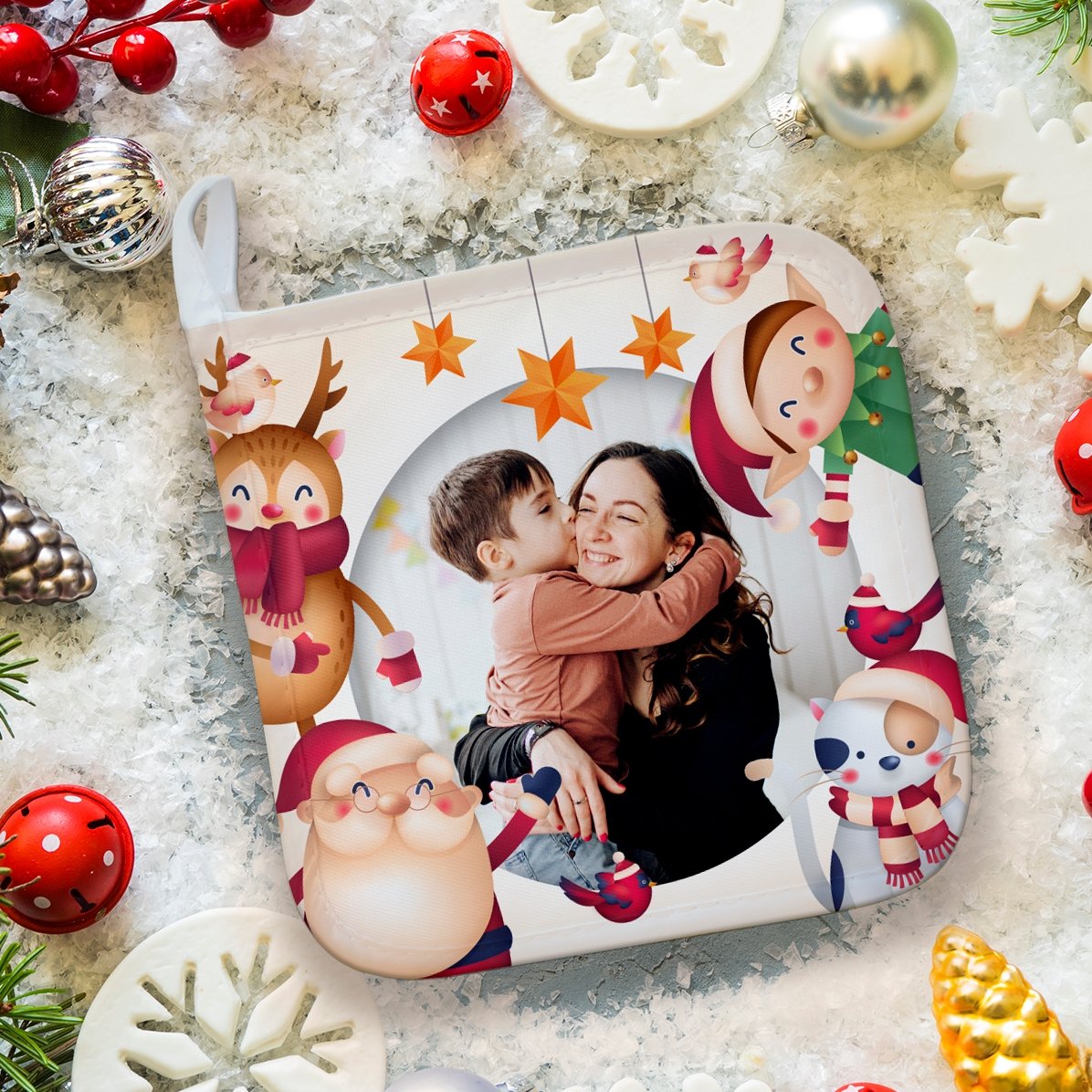 Individuell gestalteter Untersetzer für heiße Töpfe mit Foto – Weihnachtsmotiv
