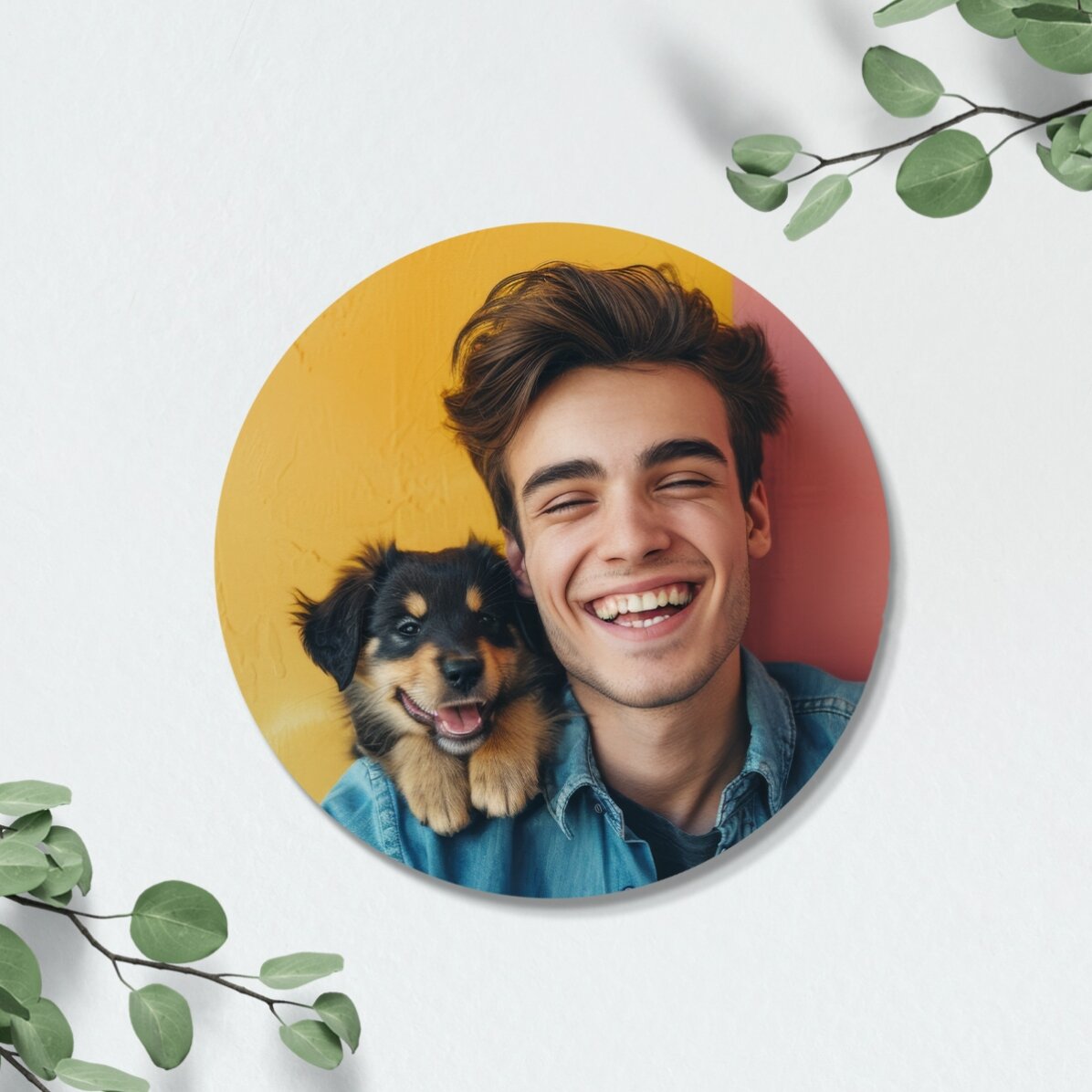 Personalisierter, farbiger Gläserhalter aus Leder mit Foto