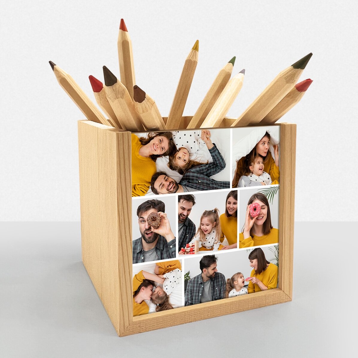 Personalised pencil holder with 7 photos