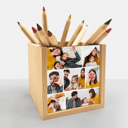 Personalised pencil holder with 7 photos