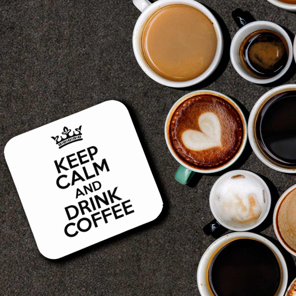 Personalised glass holder with text - Keep Calm White