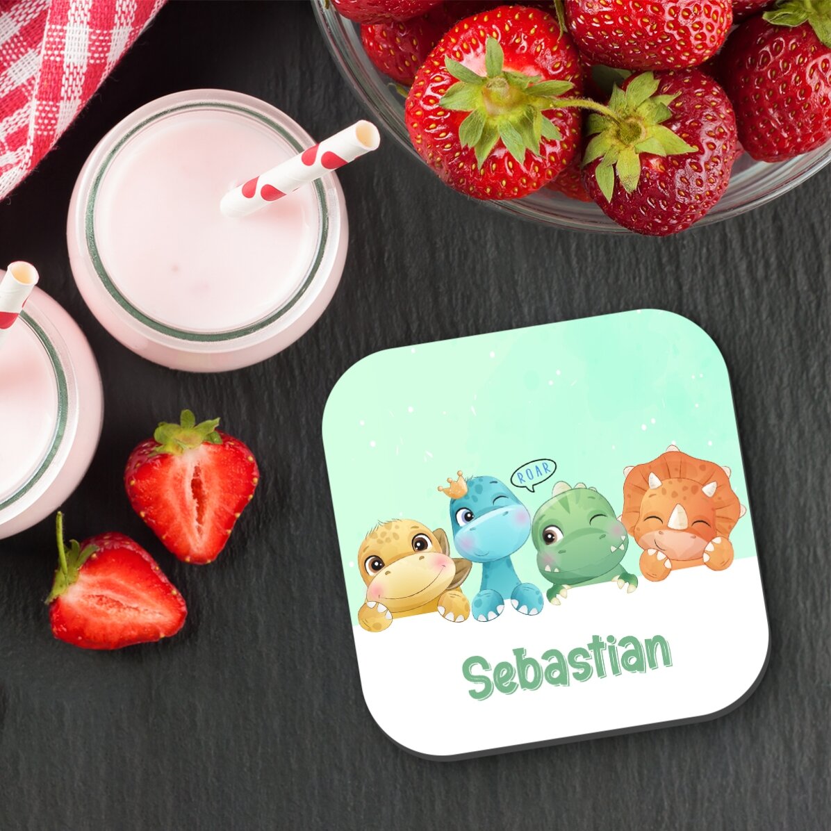 Personalisierter Becherhalter mit Text für Kinder