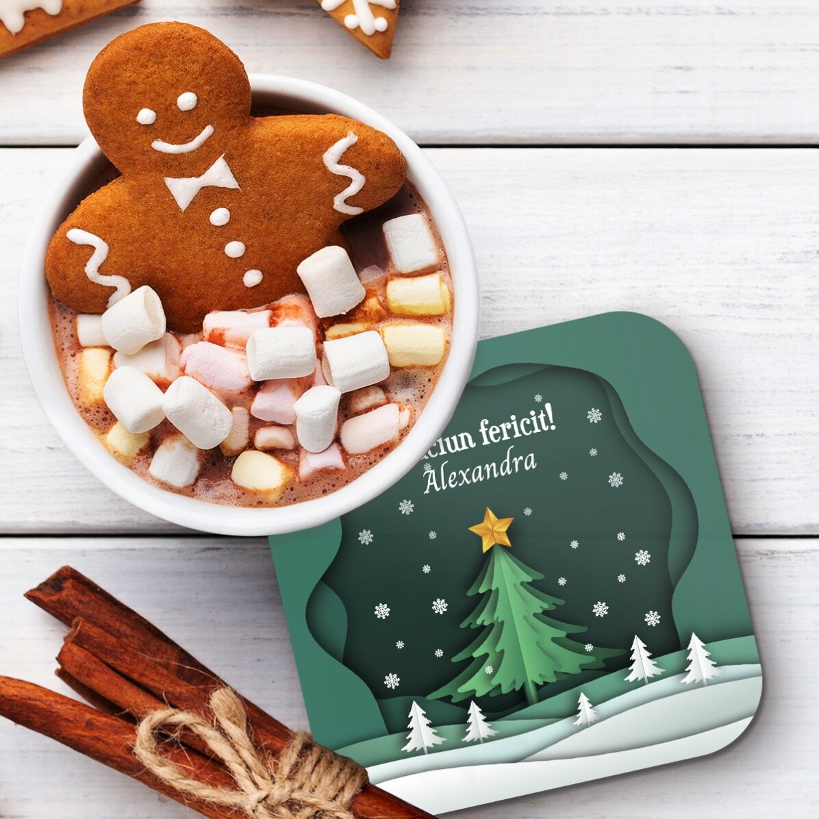 Personalised glass holder with text - Christmas view