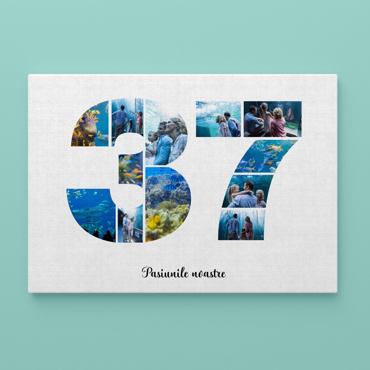 Individuell gestaltetes Landschaftsbild mit 12 Fotos, Modell Nr. 37 und Textbotschaft