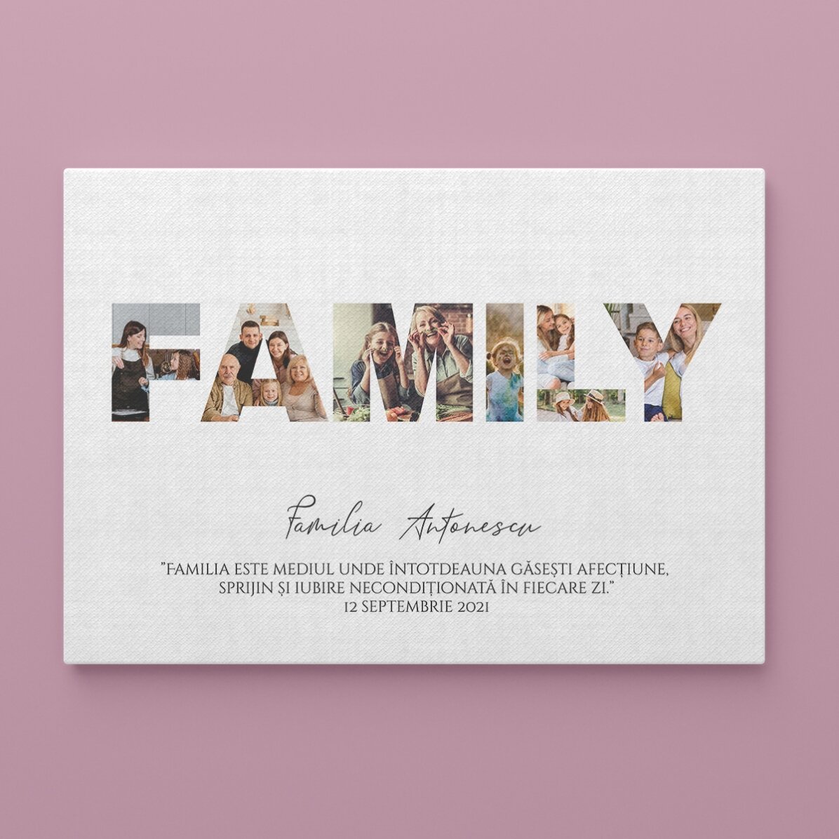 Individuell gestaltetes Landschaftsbild mit 7 Fotos und Text – Familie