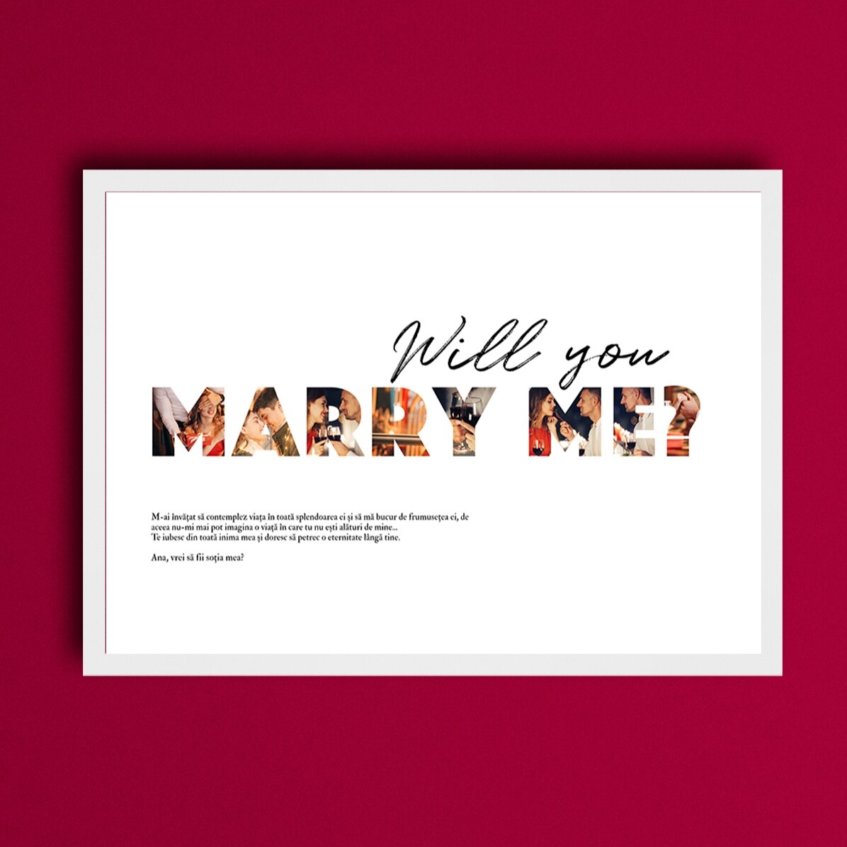 Individuell gestaltetes Landschaftsbild mit 8 Fotos und Text – Willst du mich heiraten?