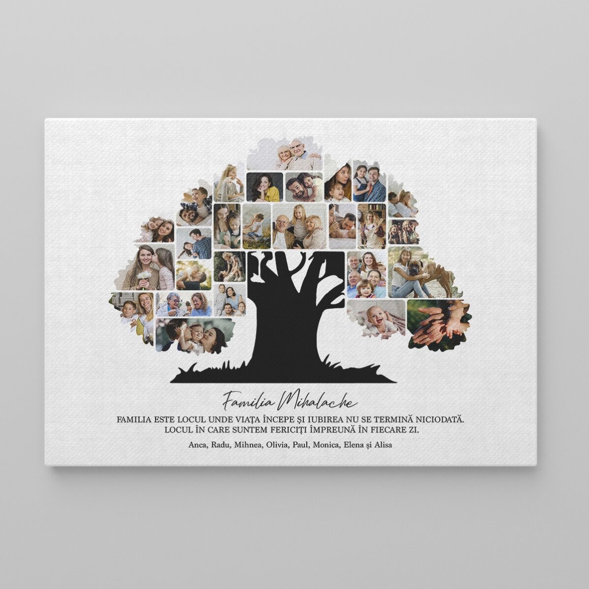 Individuell gestaltetes Landschaftsbild mit Fotos und Text – Unsere Familie