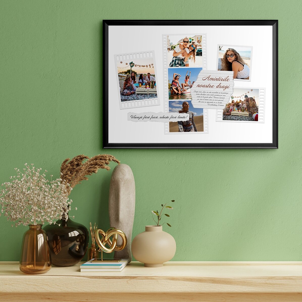 Individuell gestaltetes Landschaftsbild mit Fotos und Text – Fotos auf Leinwand