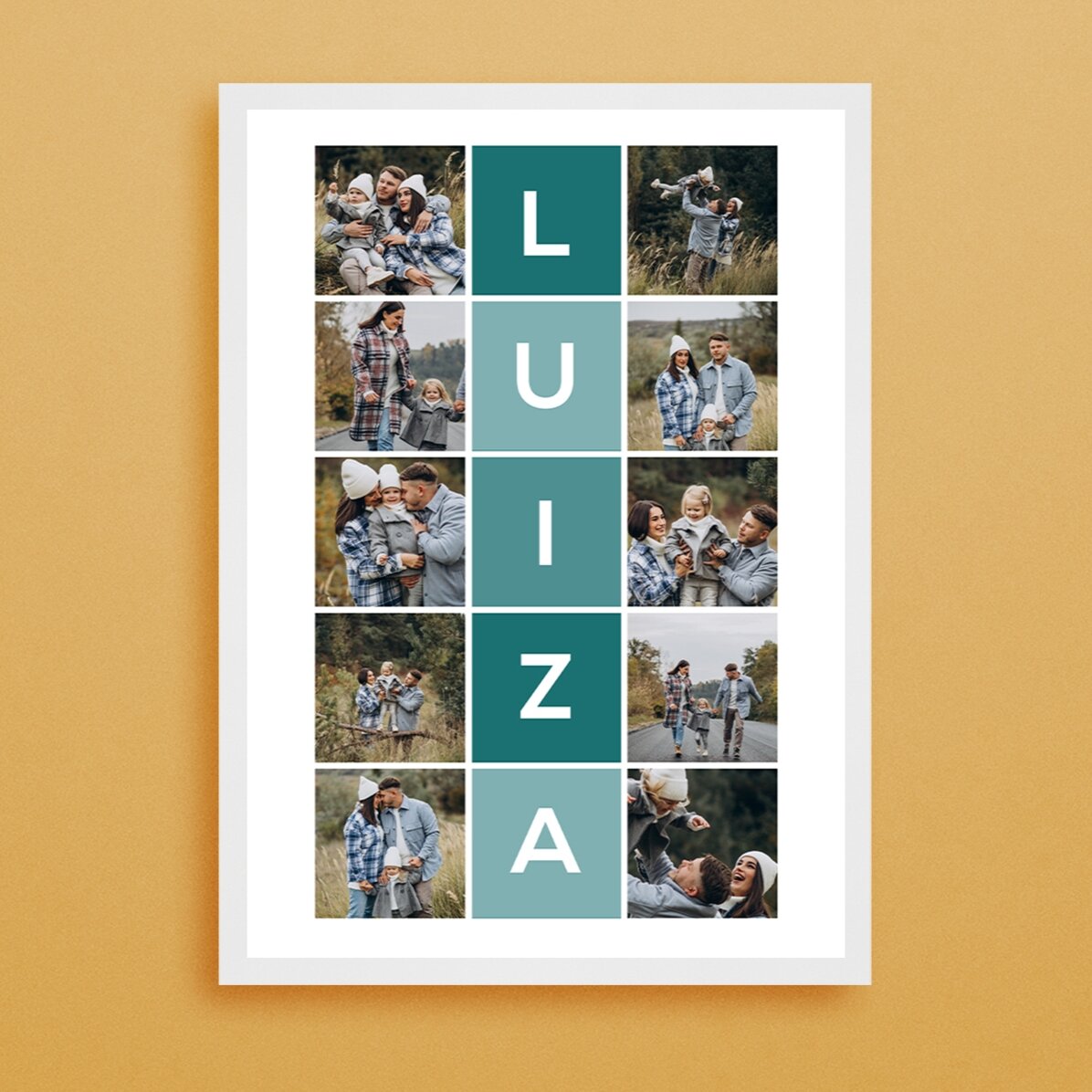 Personalised canvas with 10 photos and a 5-letter name