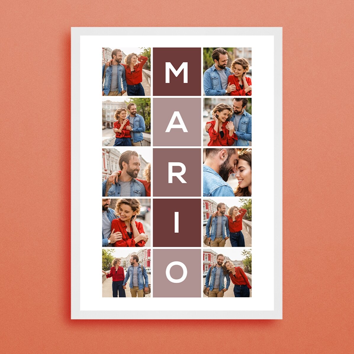 Personalised canvas with 10 photos and a 5-letter name