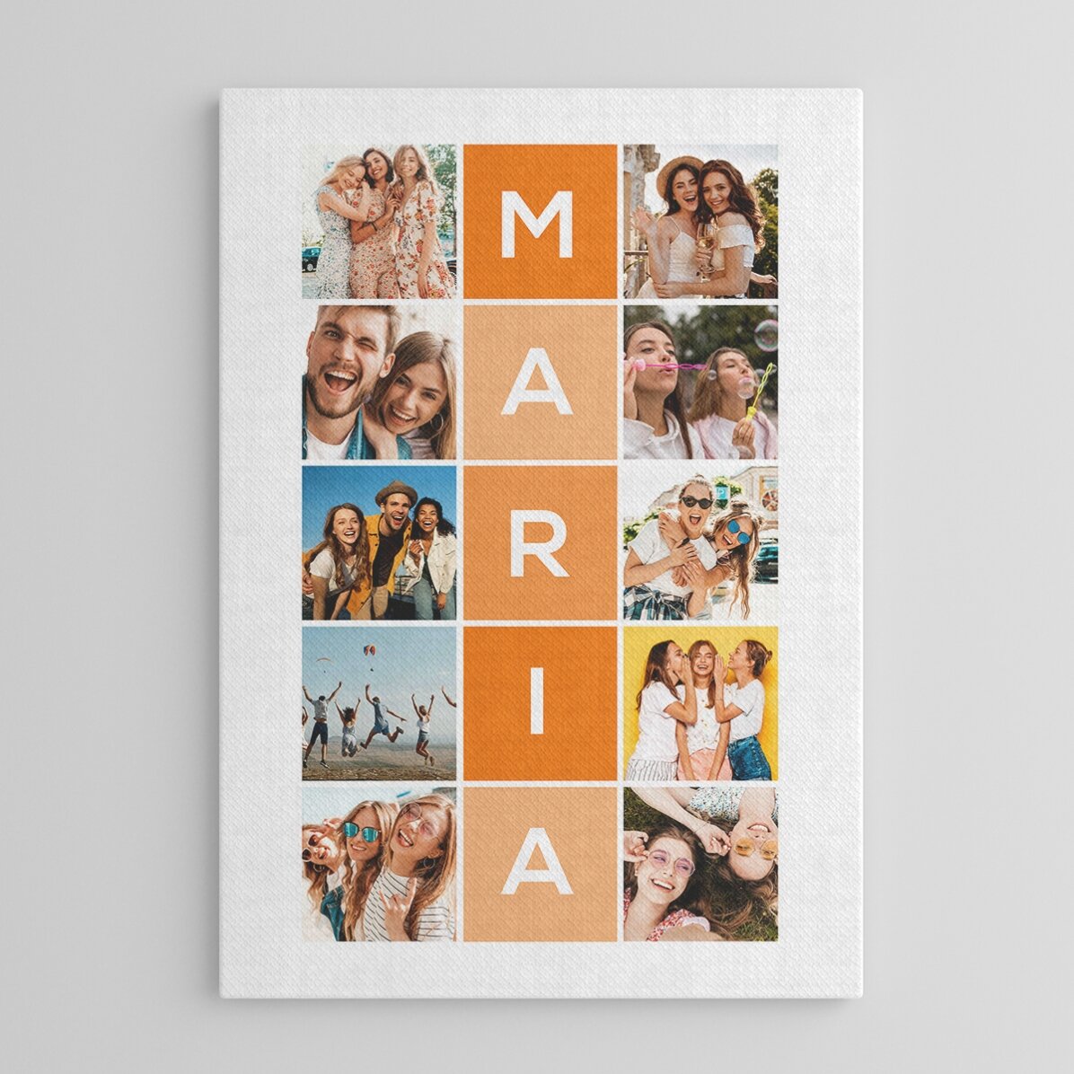 Personalised canvas with 10 photos and a 5-letter name
