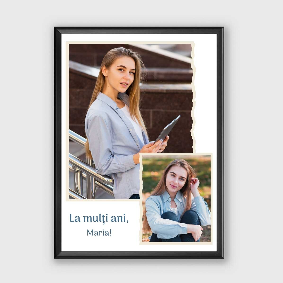 Individuell gestaltetes Bild mit 2 Fotos und Text – Ich liebe dich!