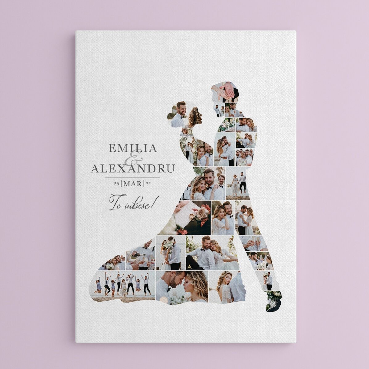 Individuell gestaltetes Bild mit 28 Fotos und Text für die Hochzeit – Braut und Bräutigam