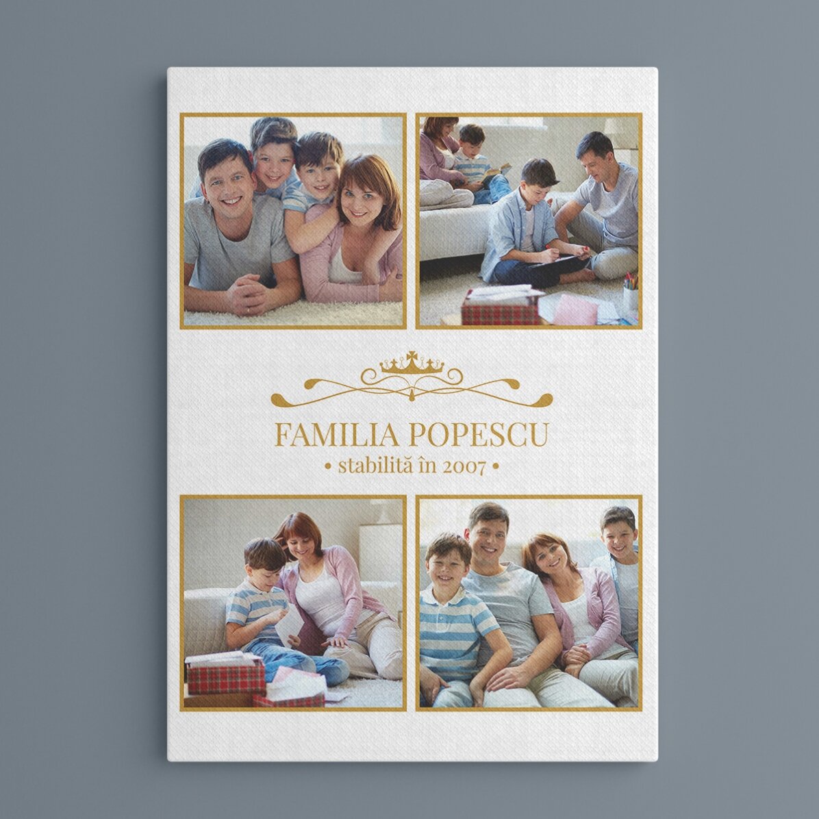 Individuell gestaltetes Bild mit 4 Familienfotos