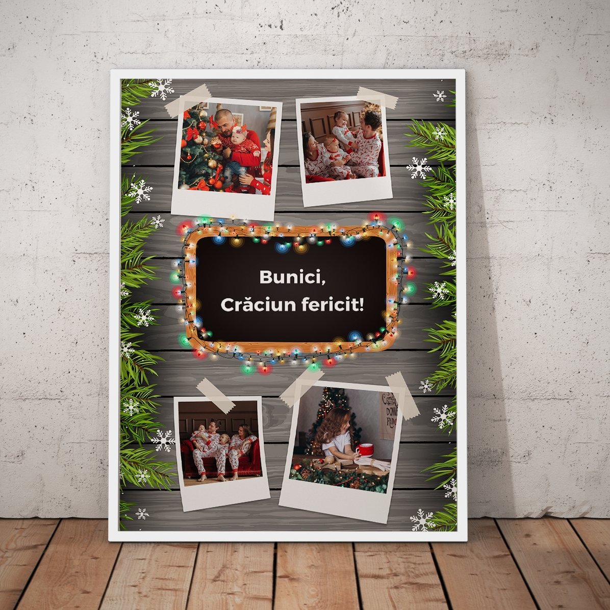 Individuell gestaltetes Bild mit 4 Fotos und Text – Weihnachtsmotiv