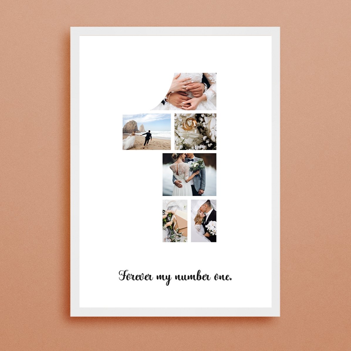 Personalised canvas with 6 photos, model number 1 and text message
