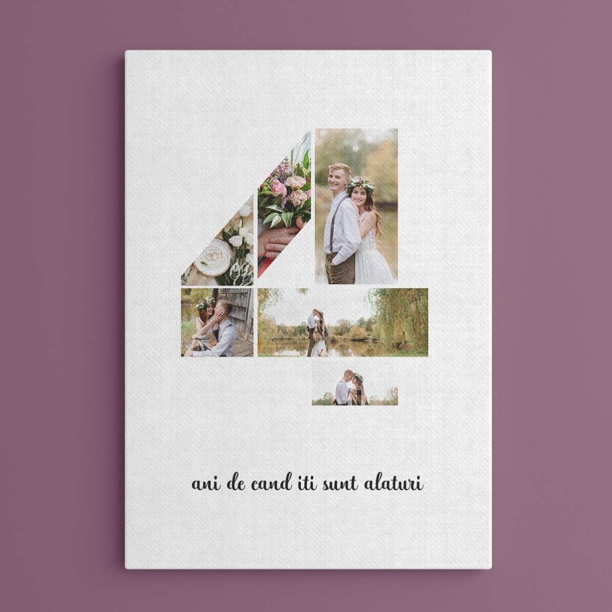 Individuell gestaltetes Bild mit 6 Fotos, Modell Nr. 4 und Textbotschaft