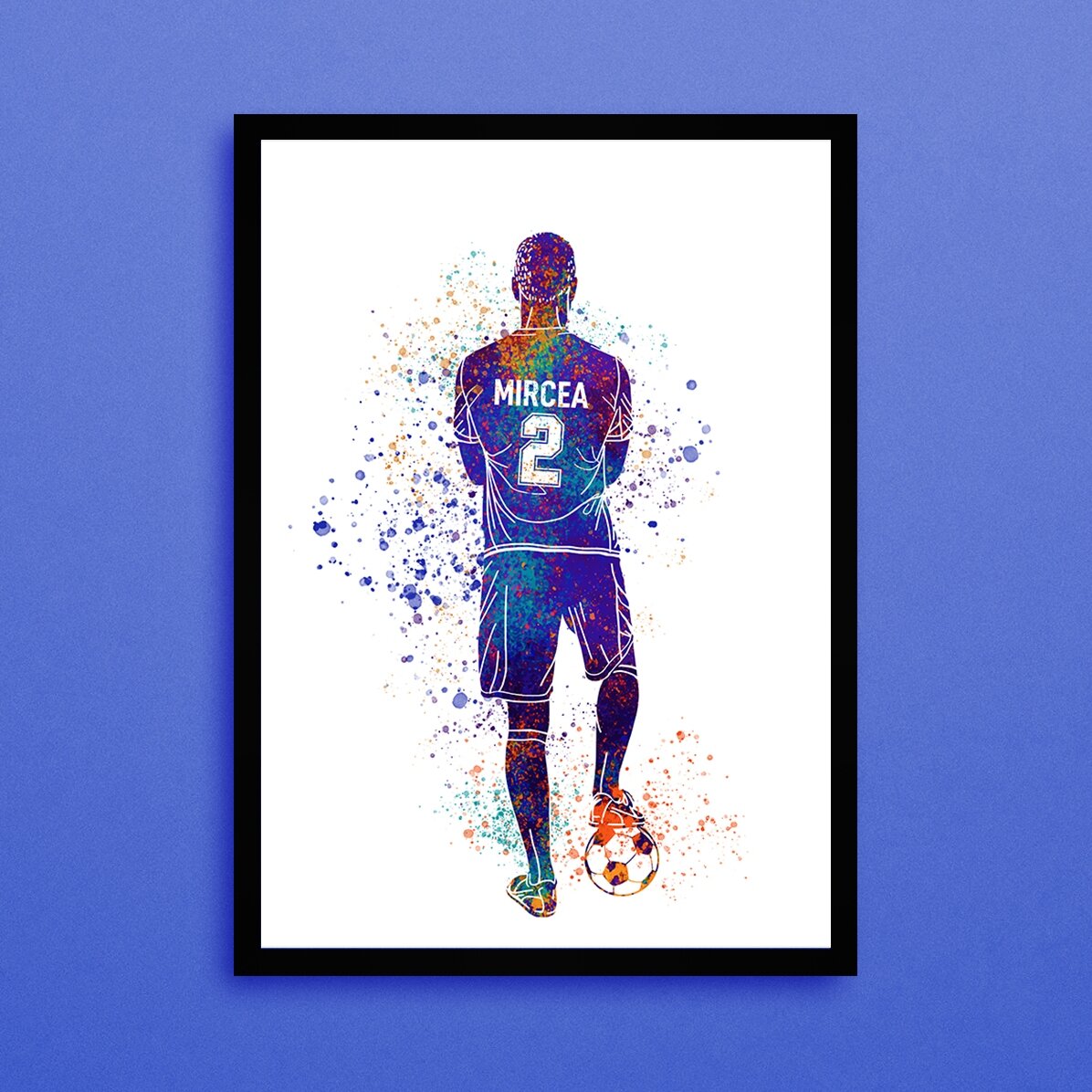 Individuell gestaltetes Bild mit deinem Namen und deiner Rückennummer – Fußball