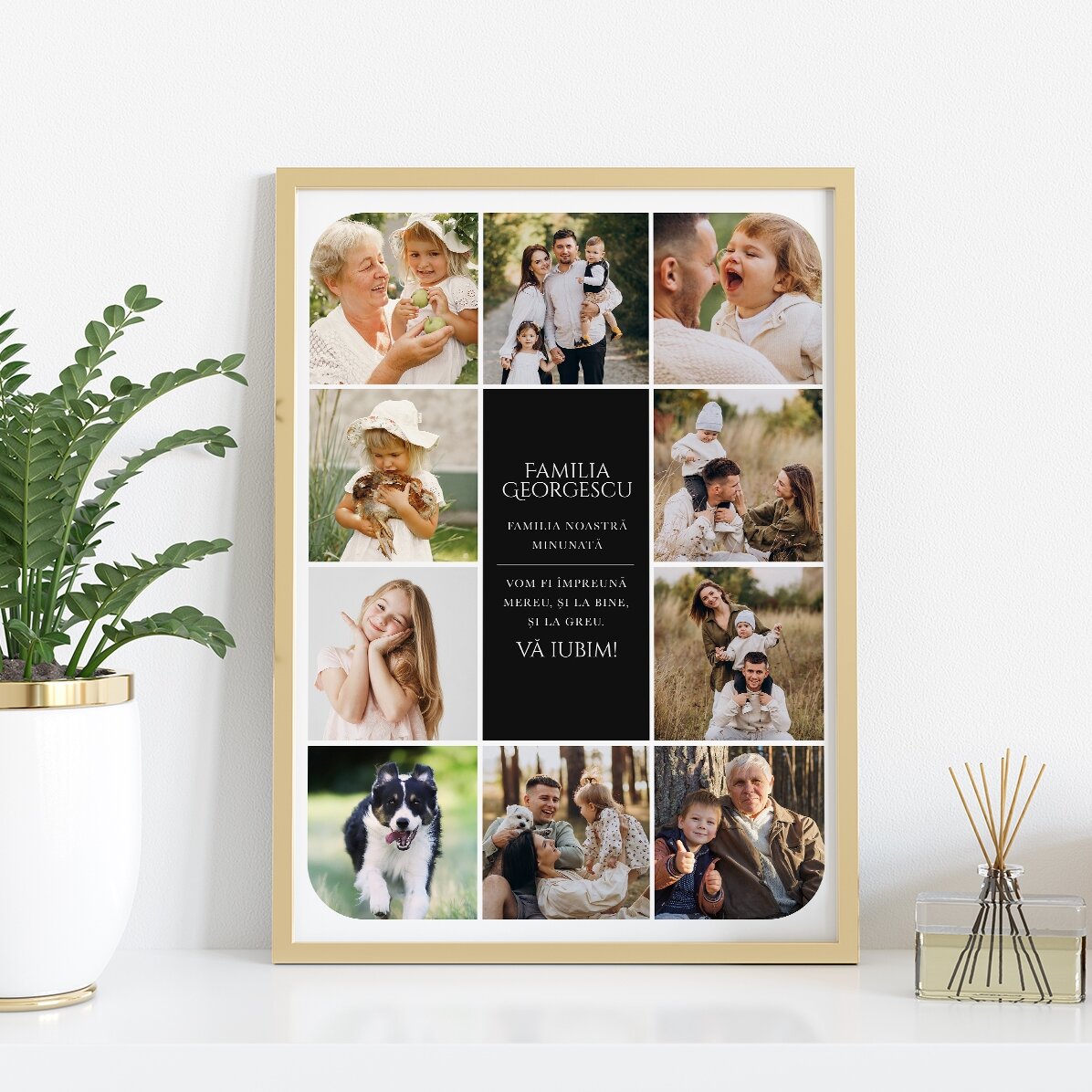 Individuell gestaltetes Bild mit Text und 10 Fotos – Unsere Familie
