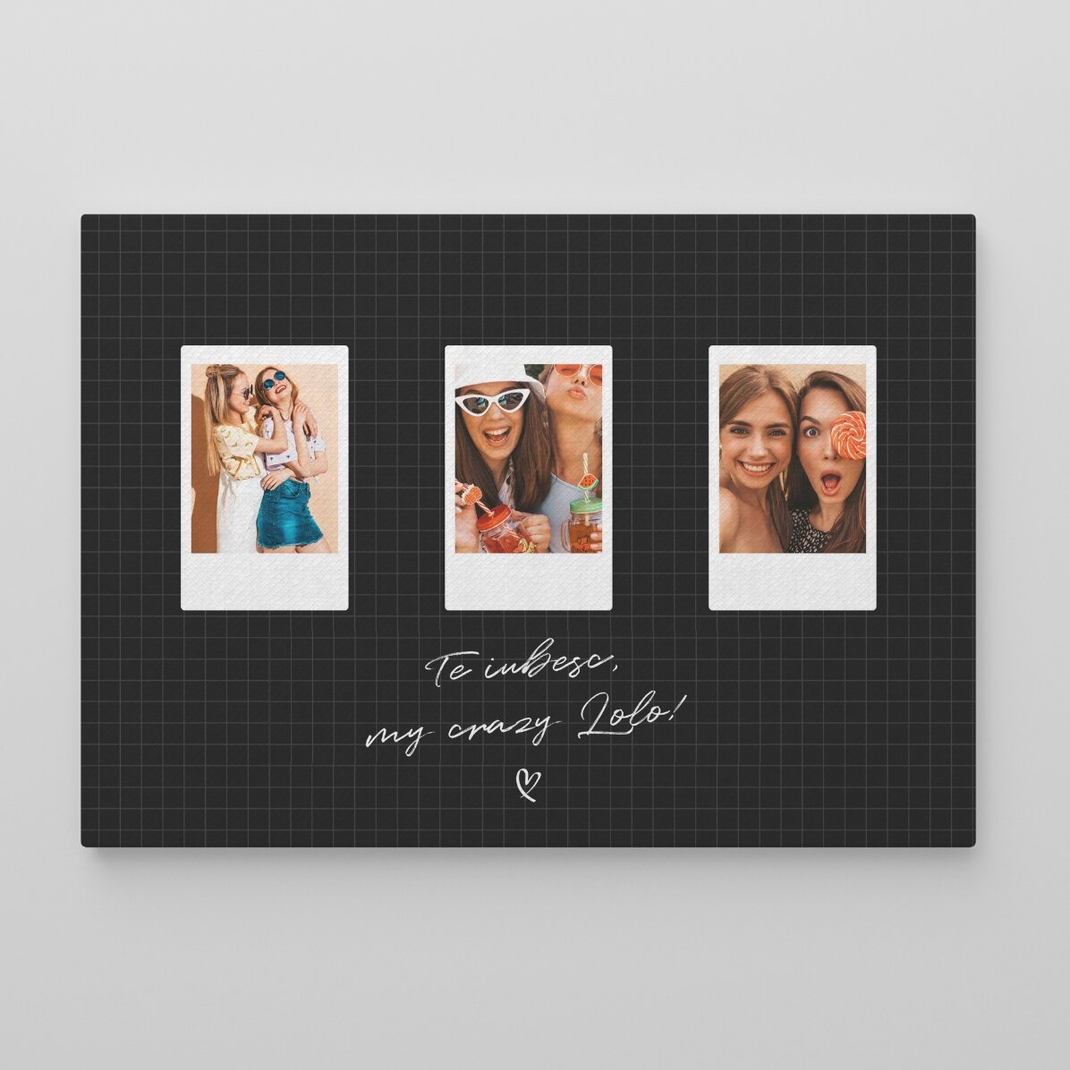 Individuell gestaltetes Bild mit Text und 3 Fotos im Polaroid-Format – Beste Freunde