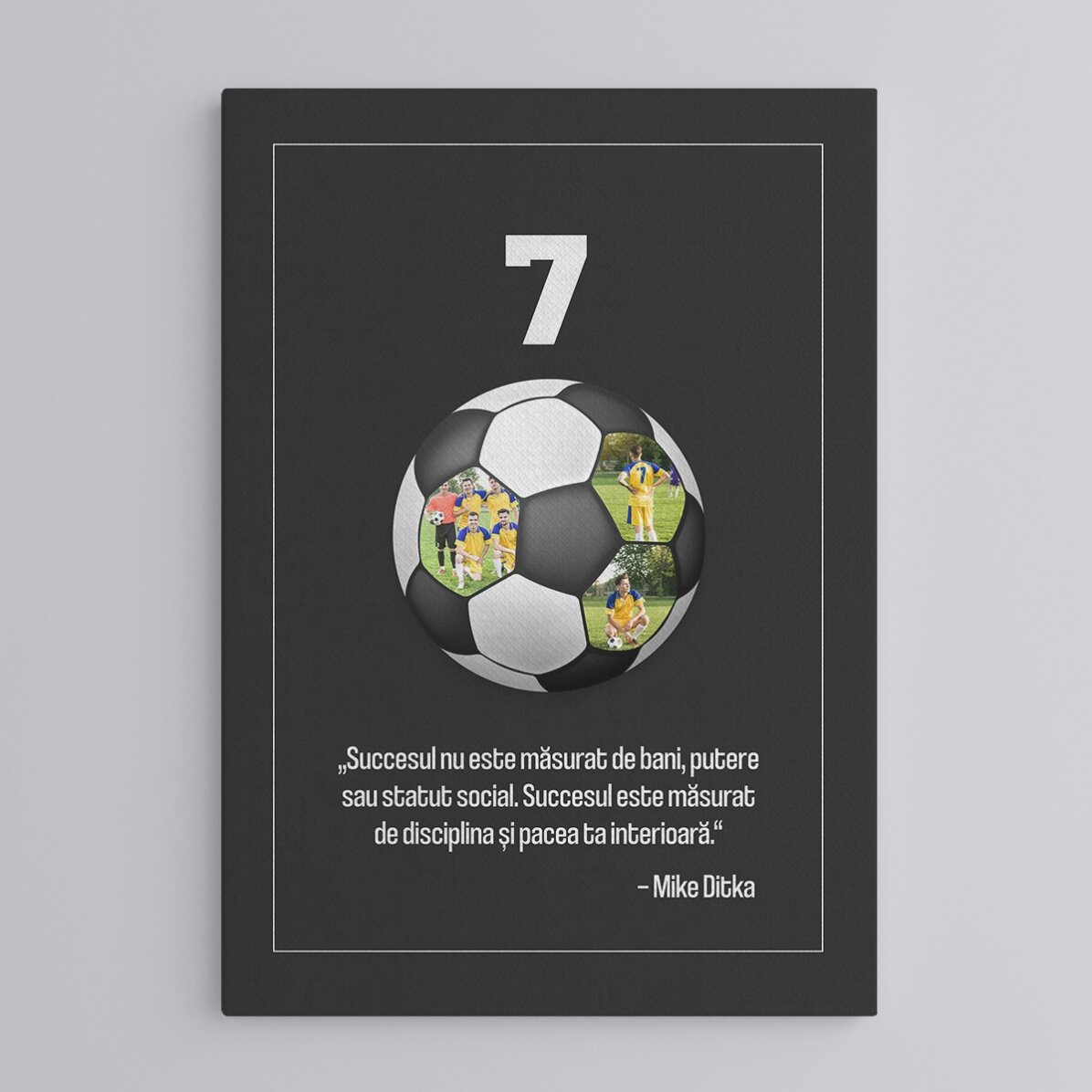 Individuell gestaltetes Bild mit Text und 3 Fotos – Fußball