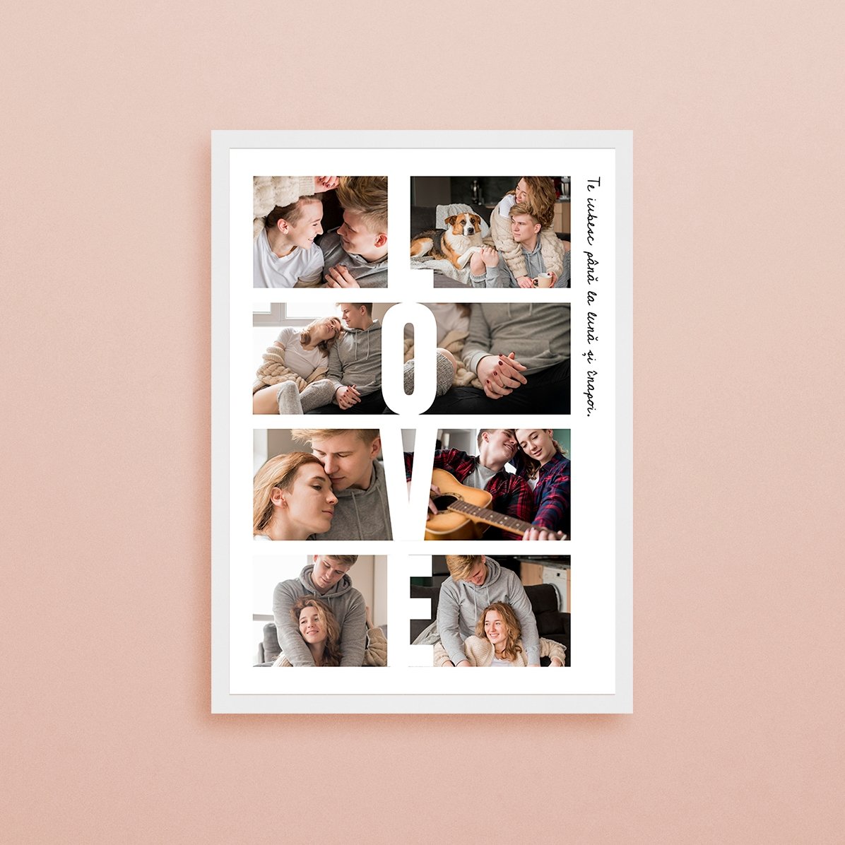 Individuell gestaltetes Bild mit Text und 8 Fotos – LOVE