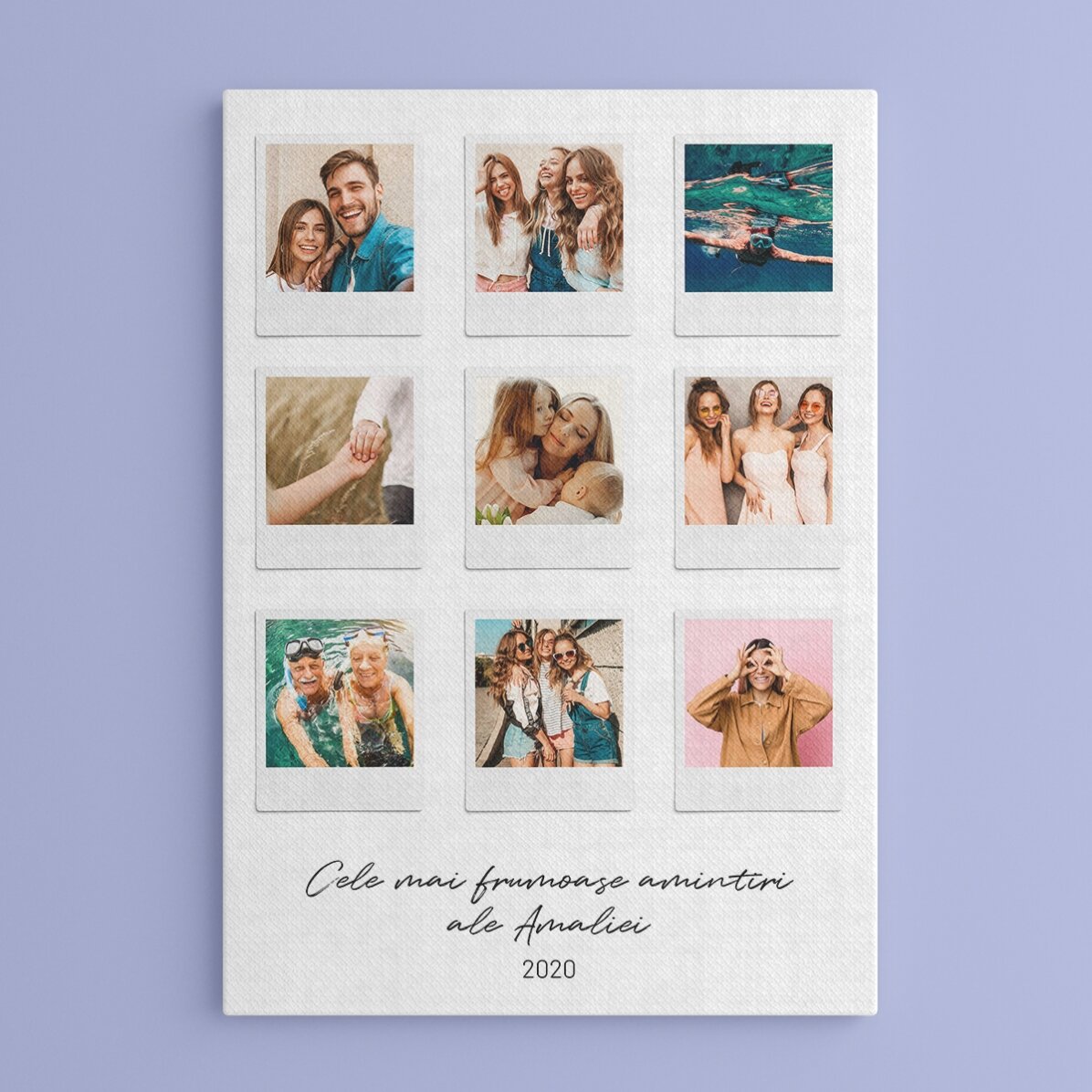 Individuell gestaltetes Bild mit Text und 9 Fotos im Polaroid-Stil – Die schönsten Momente