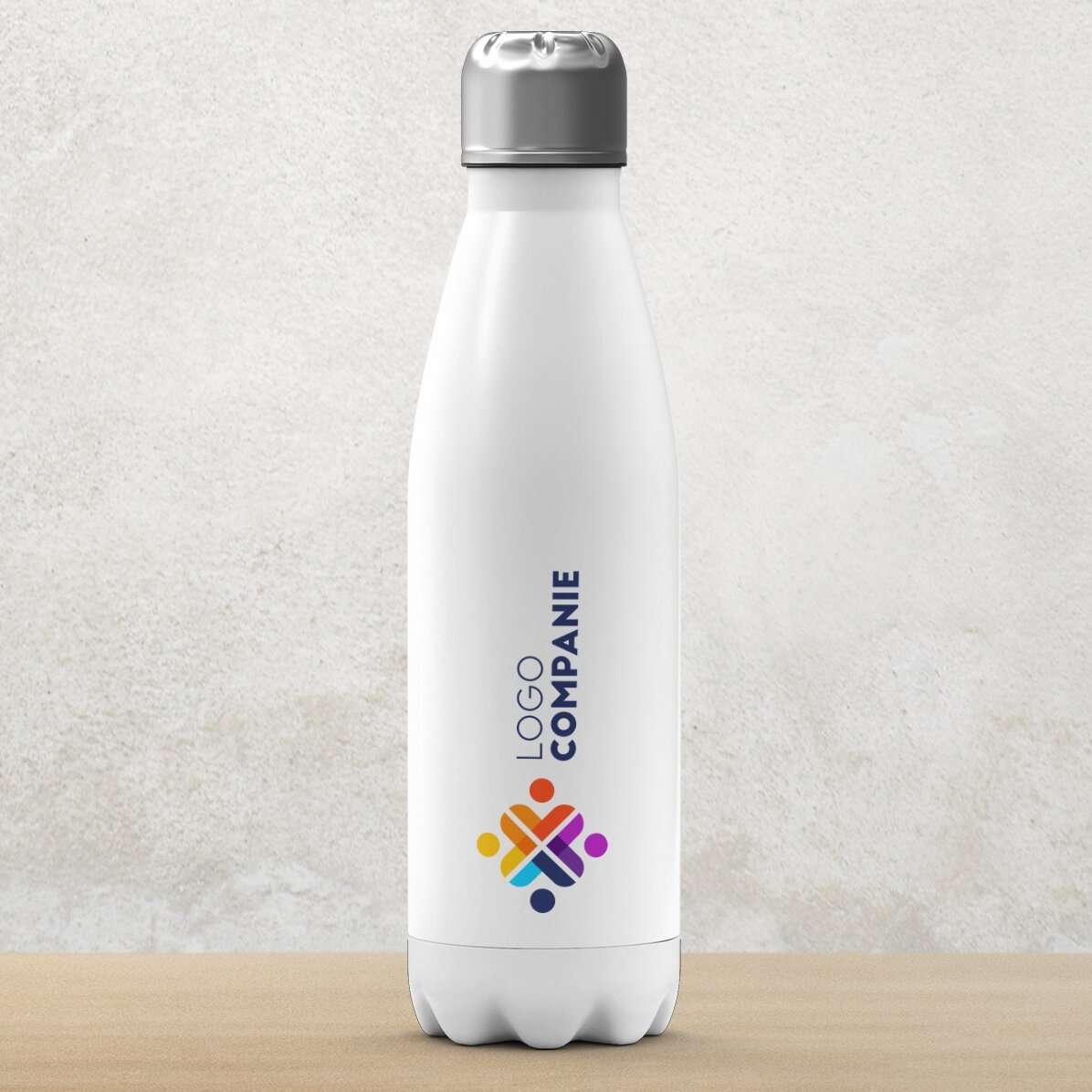 Thermoskanne mit weißem Boden, individuell mit Logo bedruckt