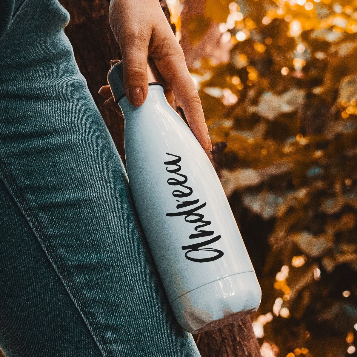 Thermos with white base personalised with your name