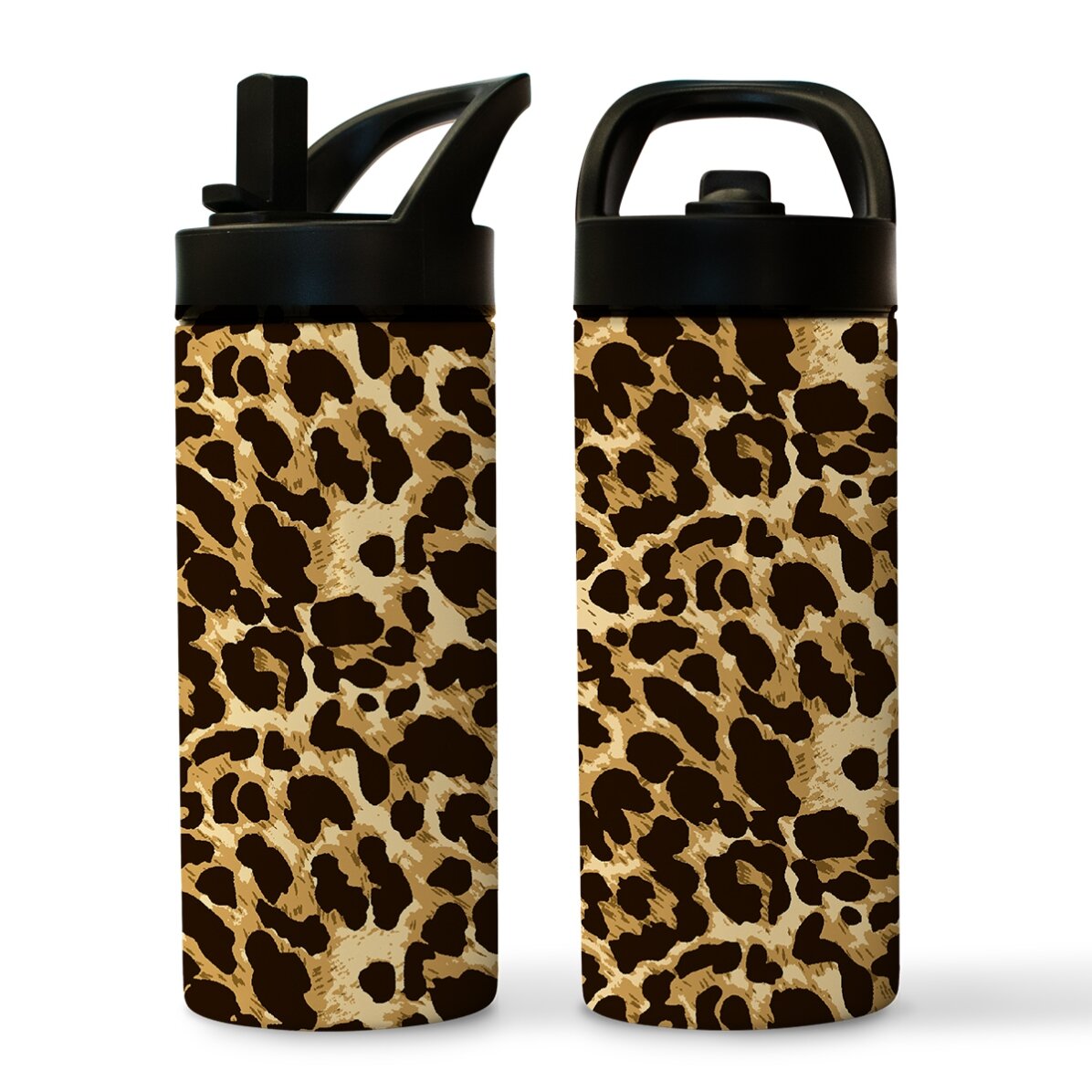 Thermosflasche mit Griff und Strohhalm – Kollektion „Animal Print“