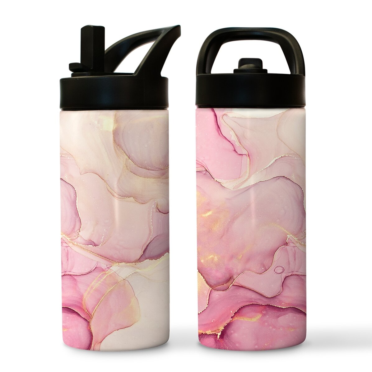 Thermoskanne mit Griff und Strohhalm – Kollektion „Marble“