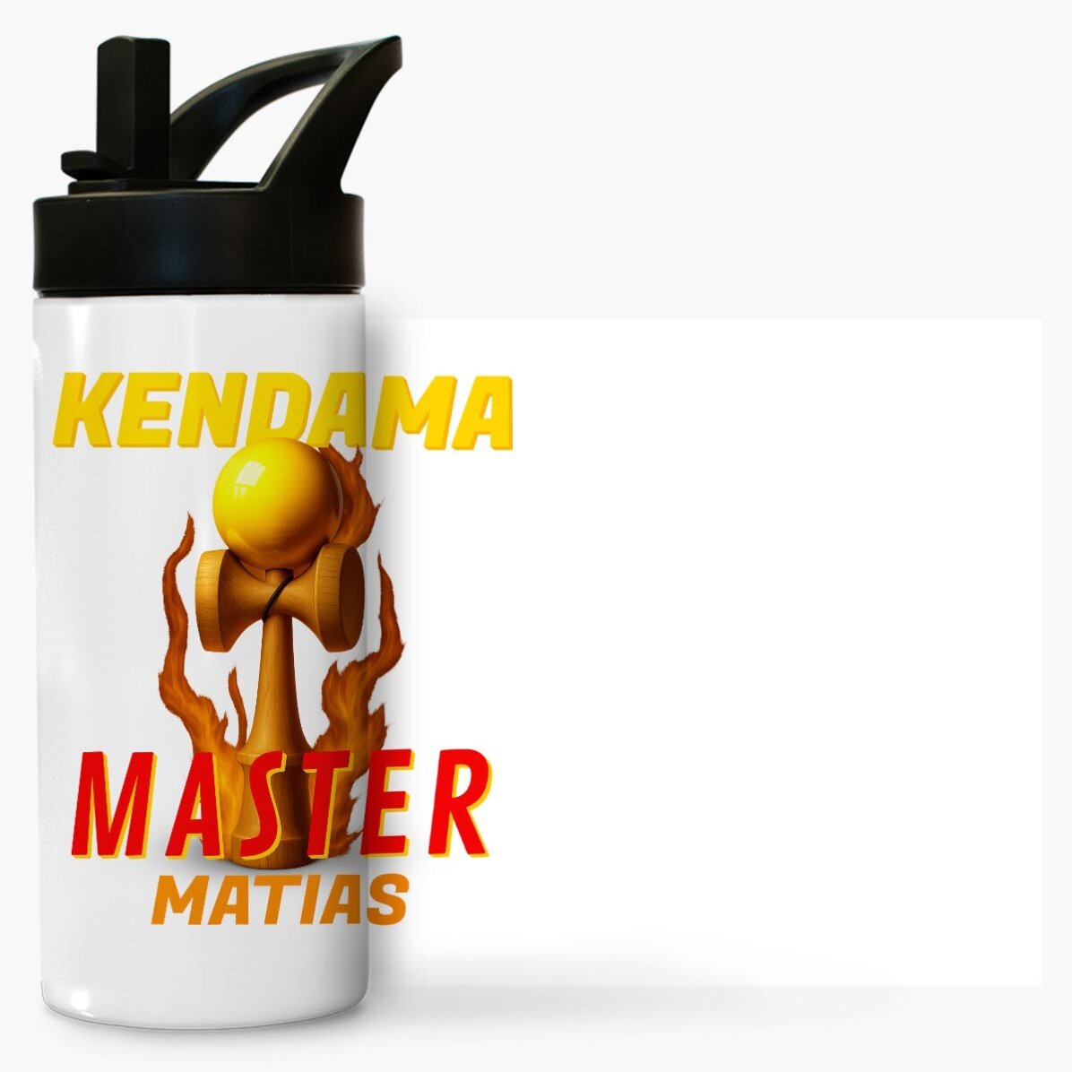 Thermosflasche mit Griff und personalisiertem Strohhalm mit Namen für Kinder – Kendama Master