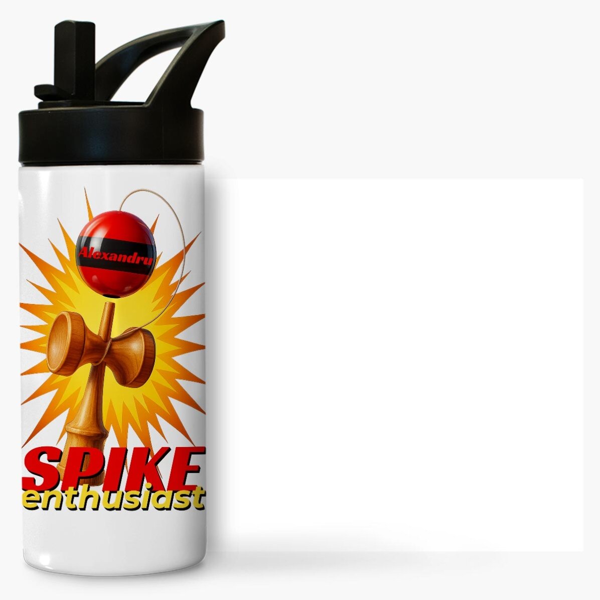 Thermos with handle and straw personalised with name for children - Spike Enthusiast
