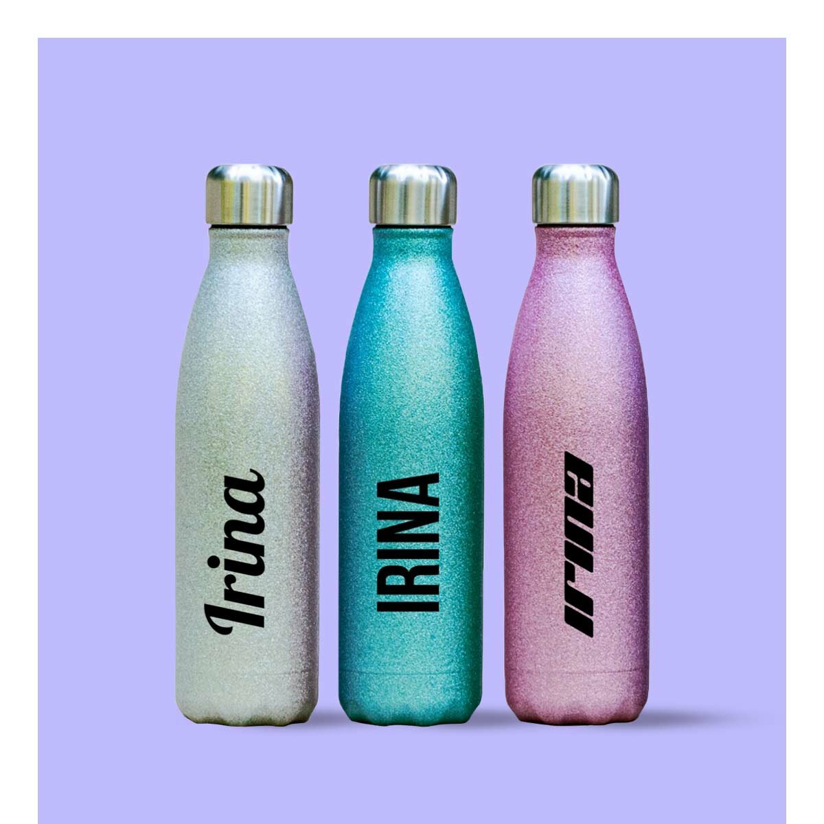 Personalisierte Thermosflaschen mit Glitzer