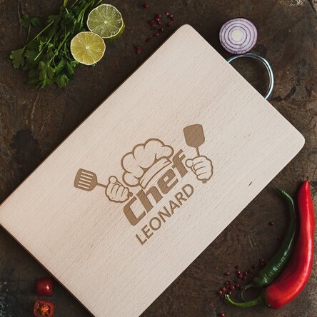 Personalised chopping board with text - Chef Puternic