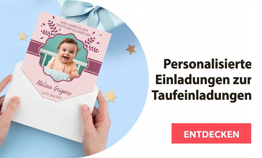 Personalisierte Einladungen zur Taufe