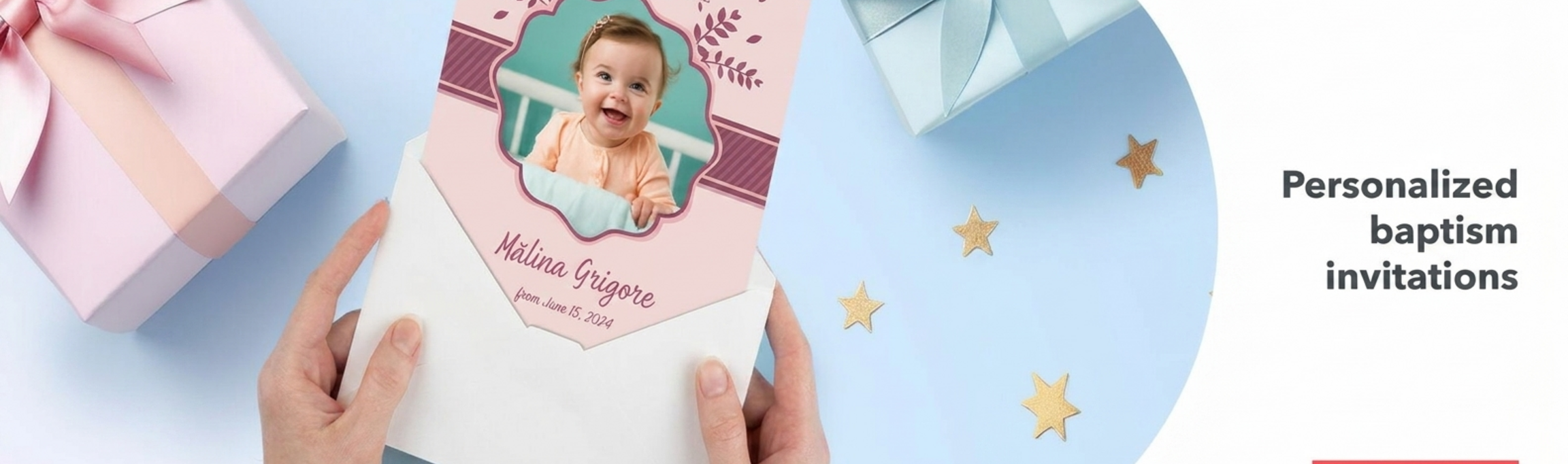 Personalisierte Einladungen zur Taufe