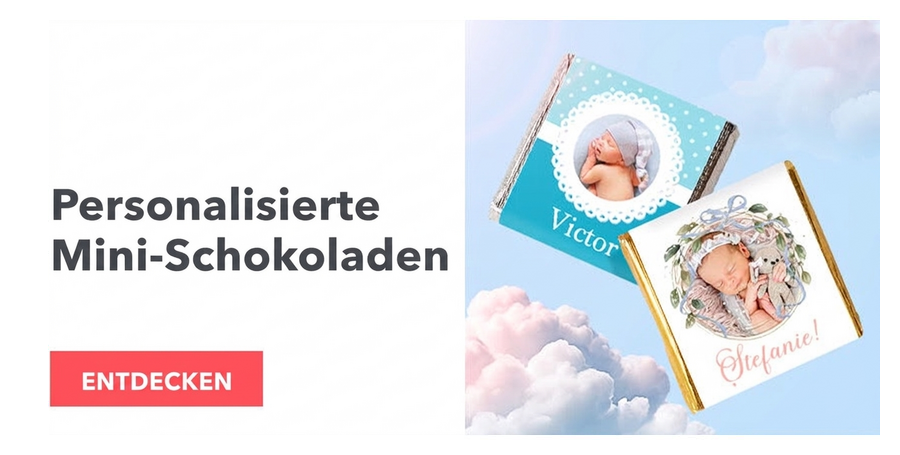 Personalisierte Mini-Pralinen zur Taufe