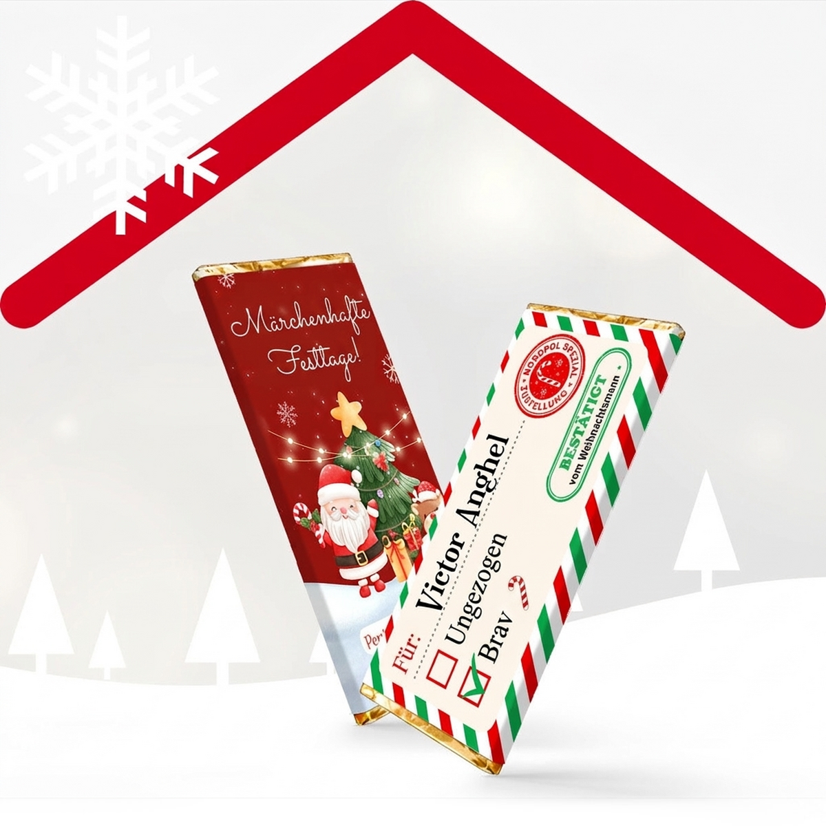 Personalisierte Mini-Schokoladentafel zu Weihnachten
