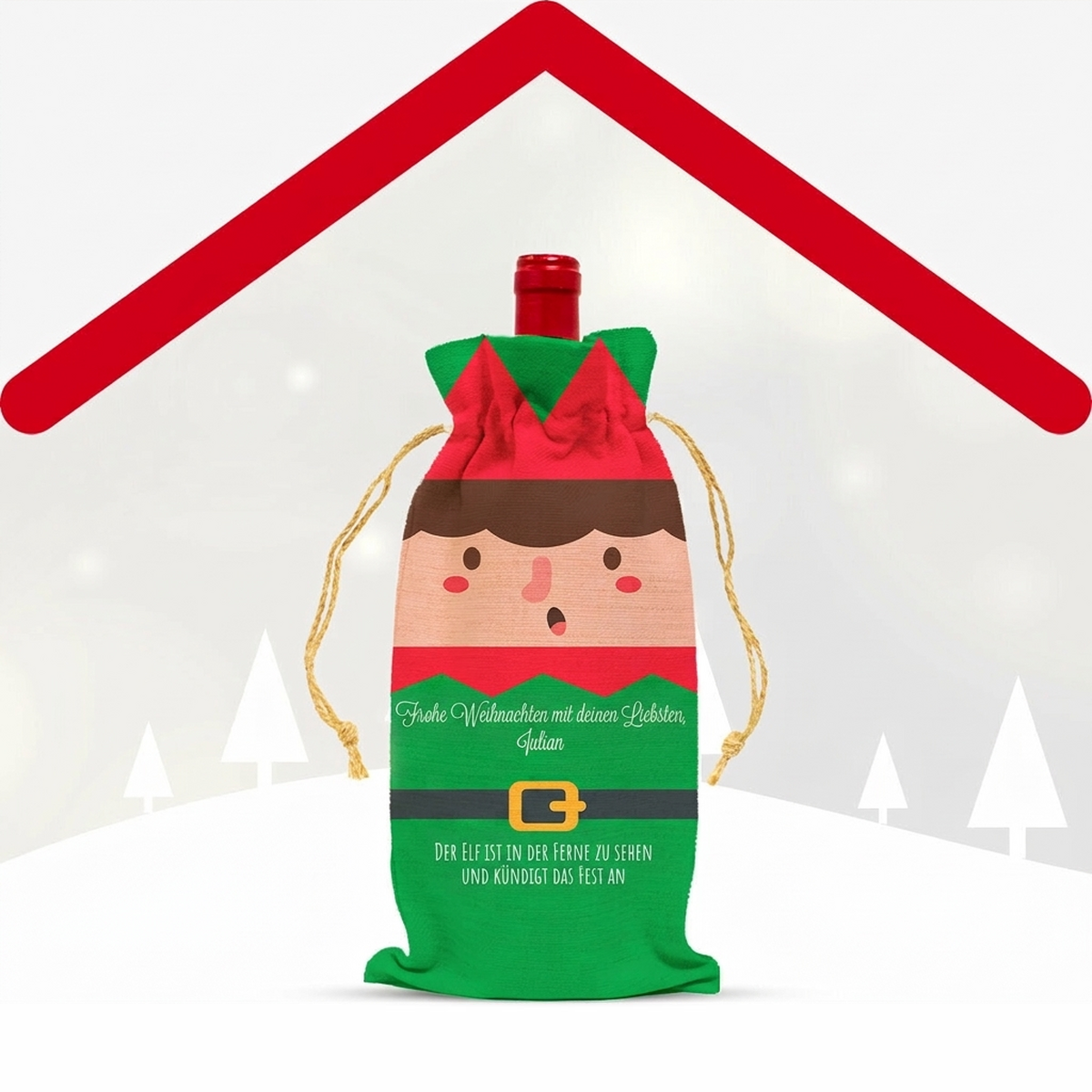 Personalisierte Tüten für Weihnachtsweinflaschen
