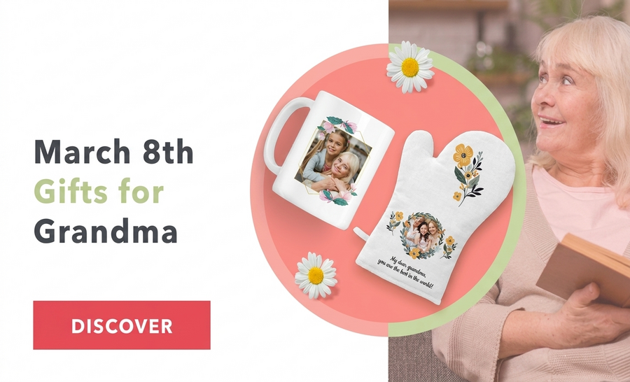 Personalisierte Geschenke zum 8. März für die Großmutter