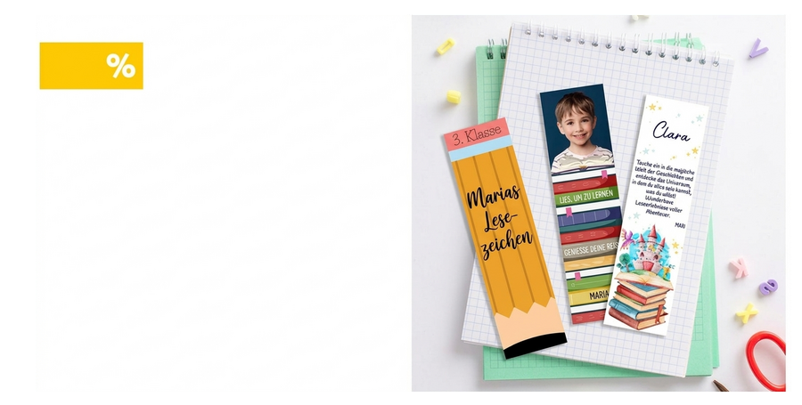 Personalisierte Lesezeichen für die Schule