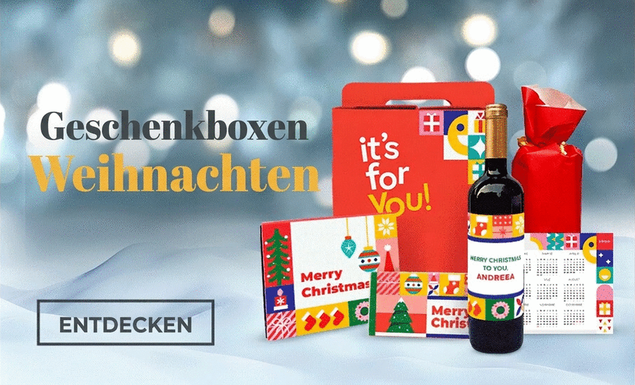 Geschenkboxen mit Weihnachtsartikeln