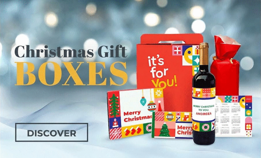 Geschenkboxen mit Weihnachtsartikeln